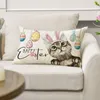 Frohe Ostern Kissenbezug Kaninchen Dekoration Sofa Rückenlehne Autositz Rückenlehne Taille Rückenlehne Bezug Leinen Material P302