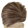 Synthetic Wigs Lace Wigs GNIMEGIL Mens Wig Natural Short Straight Synthetic Wigs for Men Brown Mix Blonde Highlight Wig Male Side Parting Bangs Cosplay 240328 240327