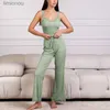 Vêtements de nuit pour femmes Ensembles de pyjama d'été pour femmes Camisoles + pantalons à jambes larges 2 pièces costumes décontractés vêtements de maison dames sexy vêtements de nuit en dentelle couleur unie vêtements de nuitC24319