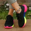 Stövlar 2023 Nyaste sneakers Kvinnor mode Rainbow Casual Shoes Round Toe Flats Större storlek Vandringskor för vårens sommarhöst