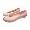 Boots peep toe flat jelly shoes woman shallow mouth plastic beach shoes female summer jelly loafers candy color brief ballet flats