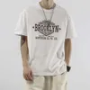 T-shirt américain à manches courtes hommes coupe ample grande taille pur haut en coton tendance d'été demi