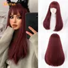 MEIFAN Synthetic Long Straight Lolita Wig with Bangs Wig Girl Cute Ombre Pink Blonde Black Cosplay Party Halloween Harajuku Wig 240305