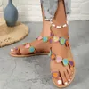 Sandals 2024 Women's Summer Fashion Gladiator Flat Female Floral Boho Leisure Beach Plus Size 43