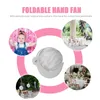 Decorative Figurines 2 Pcs Folding Fan Hand Foldable Handheld Carry Round With Handle Plastic Portable