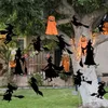 Décoration de fête Autocollants muraux de sorcière 3D Effrayant Halloween Fenêtre Lueur dans le noir Amovible pour