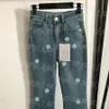 Luksusowe kobiety Flare Dżins Designer Pants Blue High Talle Casual Street Style Pants