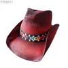 Wide Brim Hats Bucket Wholesale red paper denim hat outdoor sunshade personality colorful belt fishing 240319