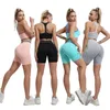 Ensembles de yoga sans couture Sports Fitnes taille haute pantalon de levage de hanche à manches longues costumes dos nu vêtements d'entraînement ensemble de shorts de gymnastique pour les femmes 240304