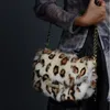 TOTES LOPARD FUR FURBAG Panie Prawdziwa torba Messenger Winter Fashion wielofunkcyjne ramię