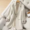 Plus size women's small suit jacket women's spring and autumn new Korean version of slim temperament drape suit blouse Asian size S M L XL XXL 3XL