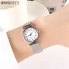 Horloges Modieus quartz horloge voor dames Luxe vrouwelijke horloges Klok Polshorloge Witte roestvrijstalen band Klassieke horloges Dagelijkse geschenken 24319