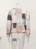 Women's Jackets Autumn Women Colourful Printed Cotton Coat Vintage Single Breasted Long Sleeve Jacket 2023 Fashion Casual Winter High StreetwearL2403