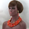 Halskette Ohrringe Set Neueste Design Echte Natürliche Korallen Orange Perlen Schmuck Nigerianischen Hochzeit Afrikanisches Freies Schiff ALJ799