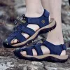 Suits Summer Men's Sport Sandals Outdoor Hiking Sandals Closed Toe Genuine Leather Athletic Trail Walking Casual Sandals Water Shoes