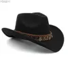 Breda randen hattar hink 3 storlekar förälder-barn män kvinnor barn barn ull västerländsk cowboy hatt sunhat party reser utomhus cap klassisk retro 240319