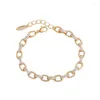 Link bransoletki MxGXFAM (18 cm 3 cm) Micro Zircon Circle Wysokość dla kobiet codziennie noszenie biżuterii mody Gold Gold 18 K