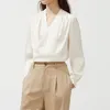 Chemisiers pour femmes bureau dame blanc col en v à manches longues chemise hauts Style français chemises à la mode pour les femmes Blouse travail