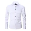 Men's Casual Shirts Slim Fit Shirt Stretch Fabric Stylish Cardigan With Turn-down Collar Long Sleeves For Business