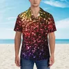 Мужские повседневные рубашки с блестками, гавайская рубашка, мужские пляжные золотые блестящие принты с короткими рукавами, удобный дизайн, винтажные блузки большого размера