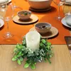 Flores decorativas artificiais folhas de eucalipto grinalda decoração de casa redonda anel de vela de 9,8 polegadas para festa cozinha sala de jantar mesa