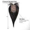 Fermetures Toppers de cheveux noirs naturels avec une frange 100% réel réel des cheveux humains Topper de base de base de la soie en morceaux de cheveux pour femmes noires cheveux minces