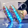 Boots Children Four Wheels Luminous Glowing Sneakers Black Pink Led Light Roller Skate Shoes Kids Led Shoes Boys Girls USB Charging 43