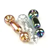 5.3 Inch Hand Glass Pipe with Golden Silver Metallic Color Thick Pyrex Colorful Funny Fashionable Smoking Pipes Glass