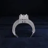 Vintage Diamond Ring 925 Sterling Silver Princess Cut CZ Stone Mens Engagement Wedding Band Rings for Women Jewelry Gift