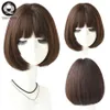 Synthetic Wigs 7JHH Omber Purple Ash Hari With Bangs Remy Short Blonde Wigs For Women Bob Heat Resistant Glueless Synthetic Wig Wholesale 240329