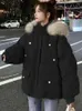 Kvinnors jackor vinter huva kappa kvinnor överdimensionerade varma tjocka parkor kvinnliga koreanska mode ner padding casual stativ krage ytterkläder