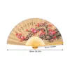 Estatuetas decorativas parede dobrável laranja flor pintura ventilador de papel decoração oriental pendurado