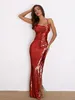 Yissang Strap Elegant Backless Dress Sexy Split Sequins Maxi Party Dress Cocktail Prom Evening Dressluxury Gorgeous Vestidos 240318