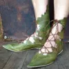 ブーツsimloveyo women's Shoes中世のゴシックレトロエルフ魔女の葉の尖ったつま先コスプレコスチュームカーニバルパーティーナイトブーツ