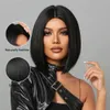 Perruques synthétiques Délié naturel cheveux pour femmes noires court droit Bob partie moyenne résistant à la chaleur perruque synthétique pour un usage quotidien Cosplay 240329