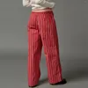 Pantalones para mujer Gaono Mujeres Y2K Stripes Lounge Cintura elástica Pantalones de pierna recta con bolsillos laterales Pantalones sueltos casuales Streetwear