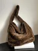 Totes Casual Soft Large Capacity Bag For Women 2024 Work Shoulder Leopard Print Fur Bucket