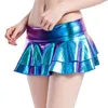 Work Dresses Women's Skirt Sets Metallic Shiny Faux Leather Halter Neck Crop Tops With Erotic Mini Skirts Ladies Porn Dance Party Clubwear