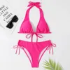 2018 sexy jarretel bikini badpak lage taille zwart/rood/rose strand badpak goedkope bandage Braziliaanse badpak twee stukken te koop 240319