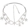 Hair Clips Metal Rhinestone Chain Elegant Bridal Head Chains For Women Retro Tiara Hexagon Pendant Star Mesh Jewelry