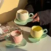 Kubki Śliczne kreatywne ceramiczne kubek kubek Zestawy herbaciane nowoczesne wzór kwiatowy kształt czekolady z