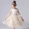 Girl Dresses Dideyttawl Champagne Short Pleated Flower For Wedding Concert Party Tiered Princess Junior Bridesmaid Dress