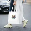 Shopping Bags Skull With Flower Arrangement Colorful Canvas Bag Foldable Girls Travel Handbag