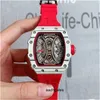 Luxury Mens Mechanics Watches Richa Wristwatch Business Leisure RM53-01 Automatisk mekanisk kvarn R Titta vit kolfiberfodral.