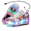 Schuhe Kinder LED USB Ladung Roller Schuhe leuchtet leuchtende Leuchtturnte mit Rädern Kinder Roller Skate Schuhe für Jungen Mädchen