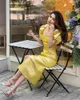 Party Dresses 2024 Yellow Puff Sleeves Prom Sweetheart Length Formal Occasion Dress Evening For Women