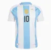 아르헨티나 3 스타 축구 유니폼 기념 24 25 팬 플레이어 버전 메시시 맥스 맥스 Mac Allister Dybala di Maria Maria Martinez De Paul Maradona Child Kid Kit 남자 여자 셔츠