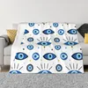 Dekens Nazar Evil Eye Lucky Charms Deken Flanel Lente Herfst Turkse Amuletten Multifunctionele Gooi Voor Bed Auto Tapijt Stuk