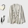 Manteau de costume amincissant à coupe stéréoscopique italienne de style minimaliste ancien avec taille à double boutonnage de haute qualité pour les déplacements domicile-travail {catégorie}