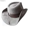 Breda randen hattar hink ull denim hatt västerländsk utomhus gentleman kände andas jazz män vinter 240319